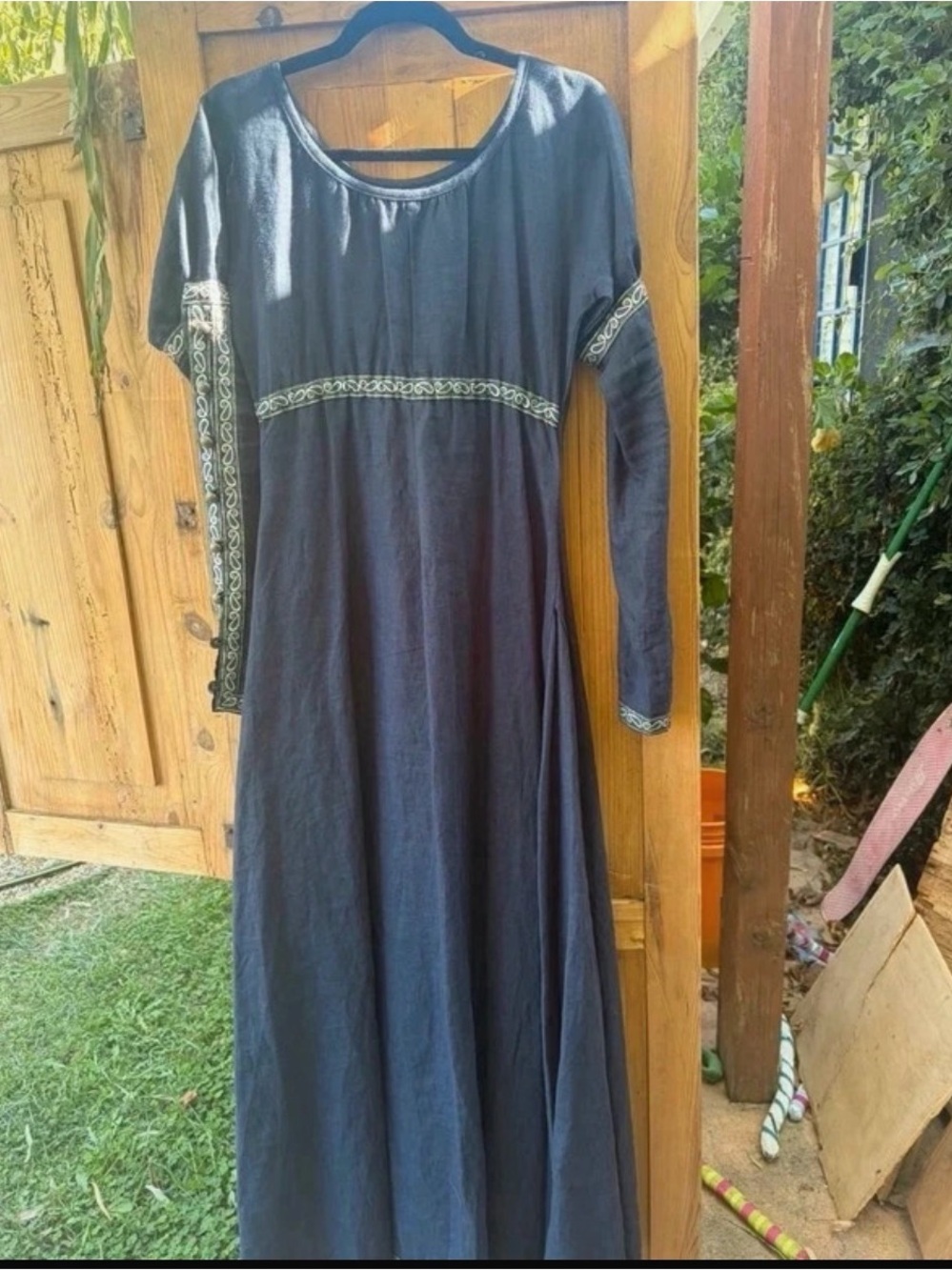 Blue Renaissance Dress custom . Classic Long Sleeve Embroidered